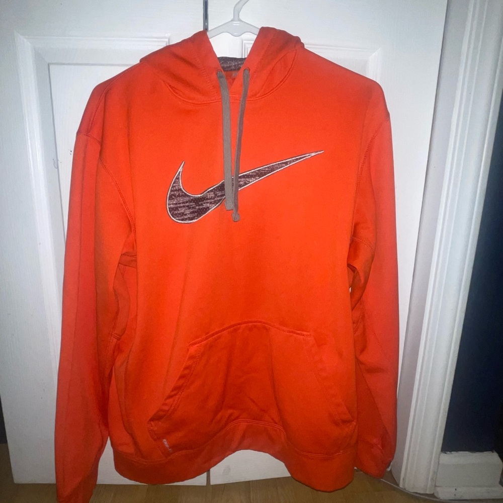 Nike Men's Orange Hoodie Size Medium